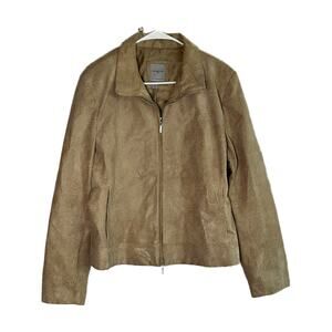 Colebrook & Co. Outerwear Tan Leather Snake Skin Print Jacket, XL, Pre-owned
